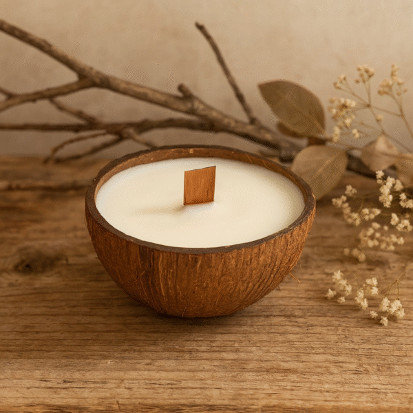 Bougie artisanale coque noix de coco naturelle